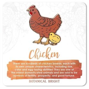 Chicken & Chick Bird Enamel Pin - Gold Plated Farm Animal Jewelry & Brooch‎